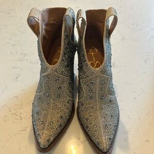 Jessica Simpson tan/cream rhinestone boots